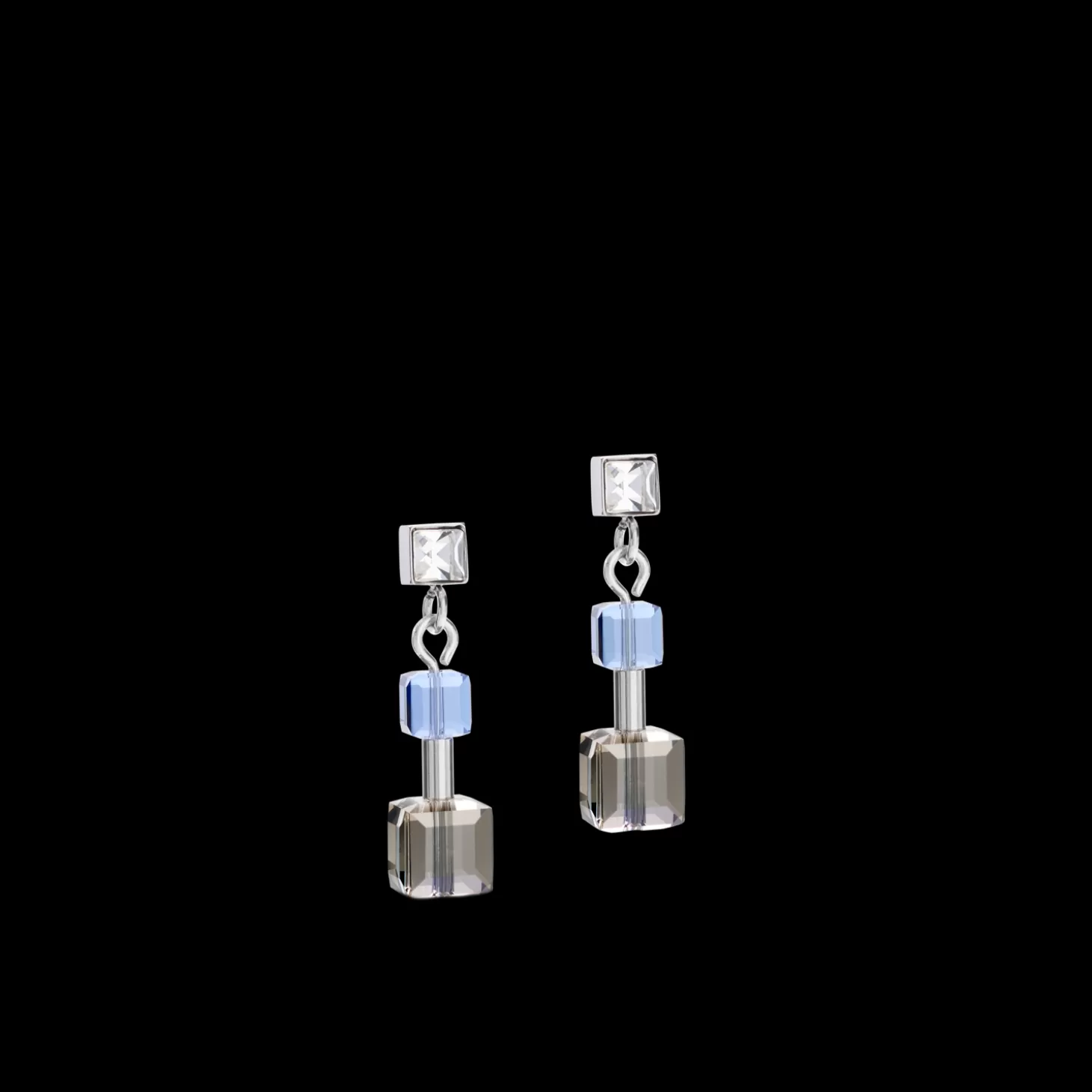 COEUR DE LION Earrings Geocube® Minimalist Crystals Blue