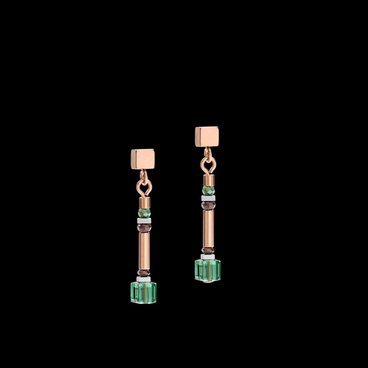 COEUR DE LION Earrings Geocube® Shades Of Green-Petrol