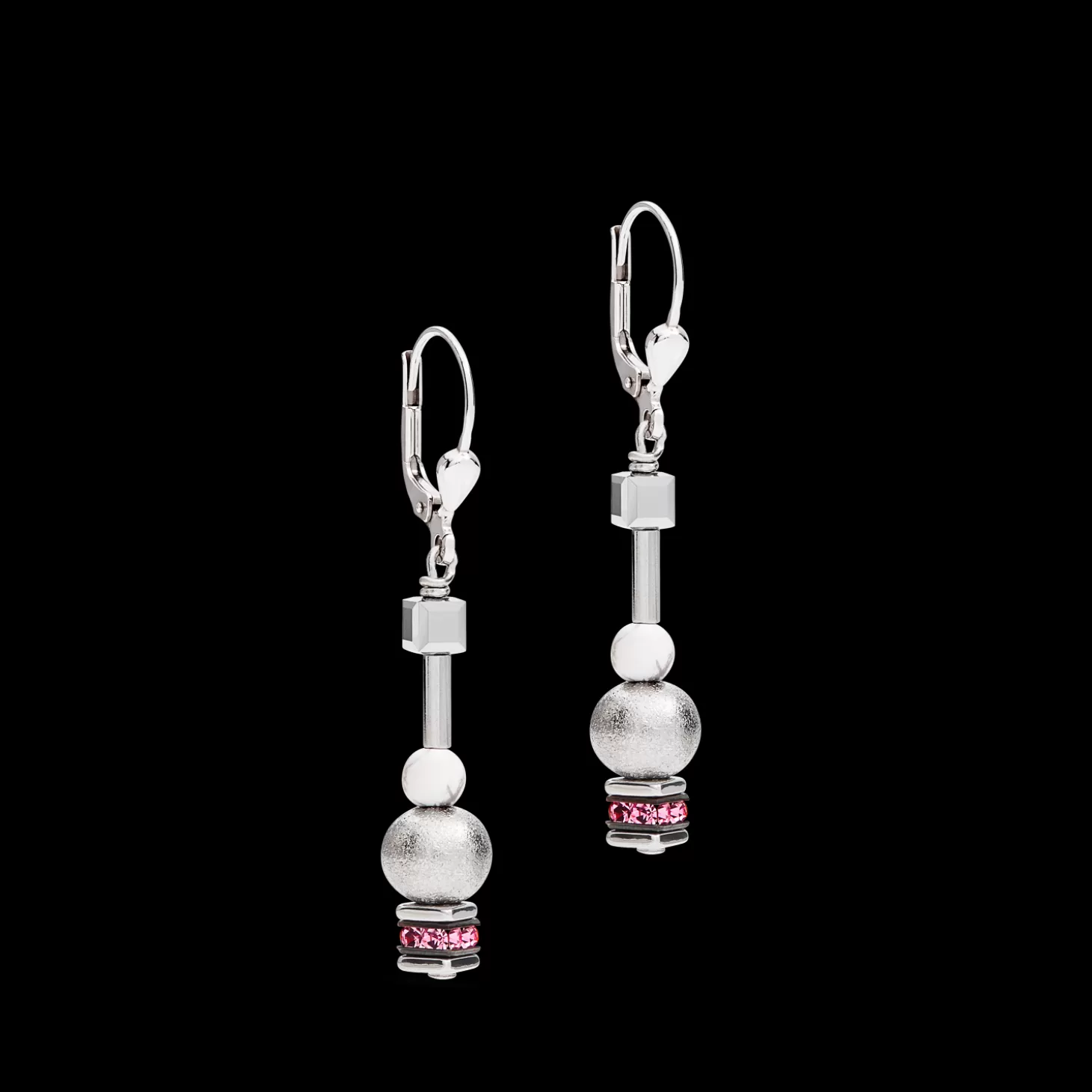 COEUR DE LION Earrings Pearls & Cubes Gemstones Silver-Rose