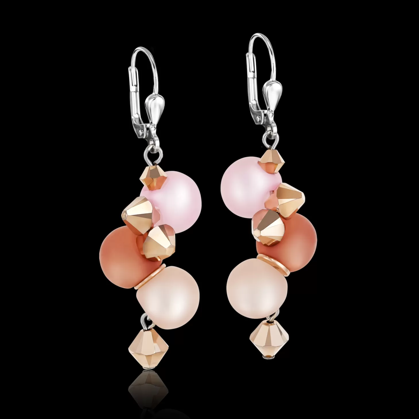 COEUR DE LION Earrings Polaris, Crystals & Stainless Steel Rose-Beige