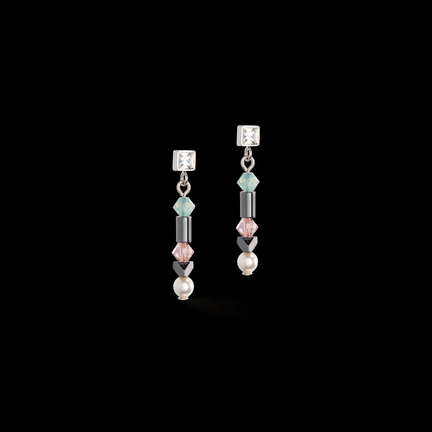 COEUR DE LION Earrings Princess Pearls Asymmetry Aqua-Pink