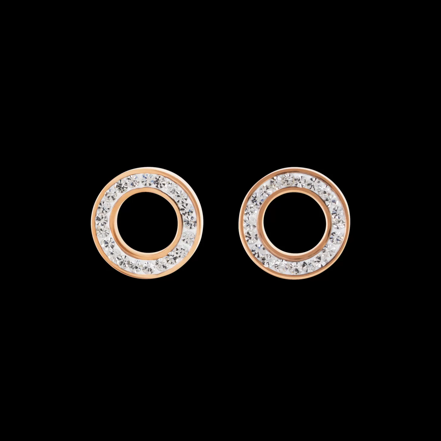 COEUR DE LION Earrings Ring Crystals Pave Crystal Small & Stainless Steel Rose Gold & Silver