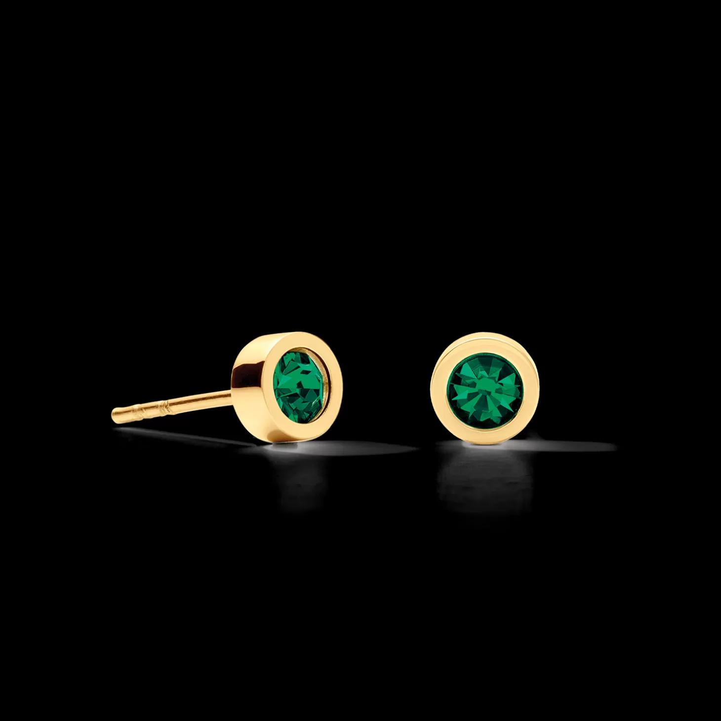 COEUR DE LION Earrings Sparkling Dots Gold-Dark Green