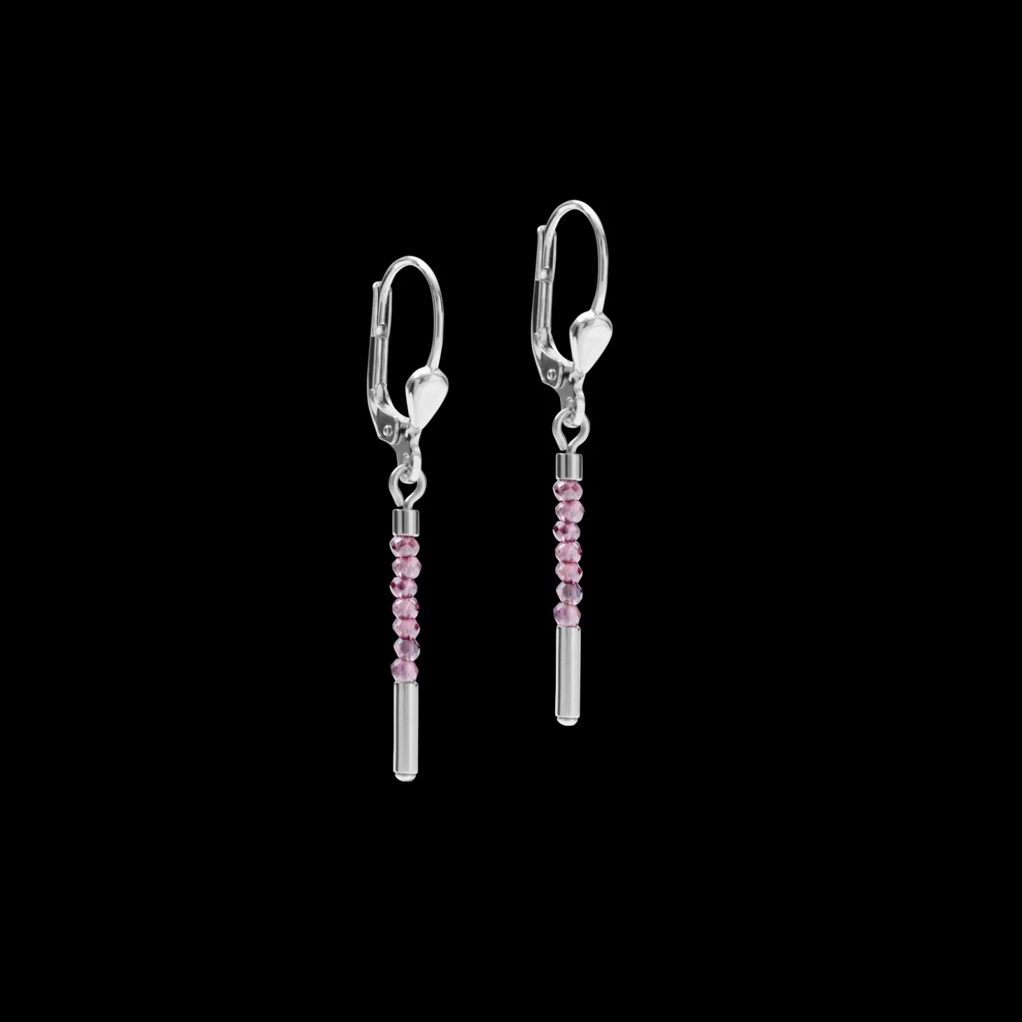 COEUR DE LION Earrings Waterfall Small Stainless Steel & Glass Lilac