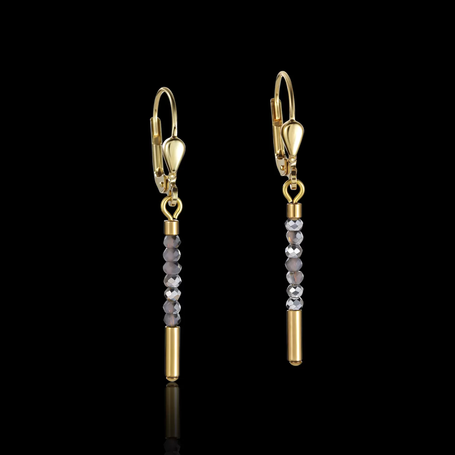 COEUR DE LION Earrings Waterfall Small Stainless Steel Gold & Glass Silver