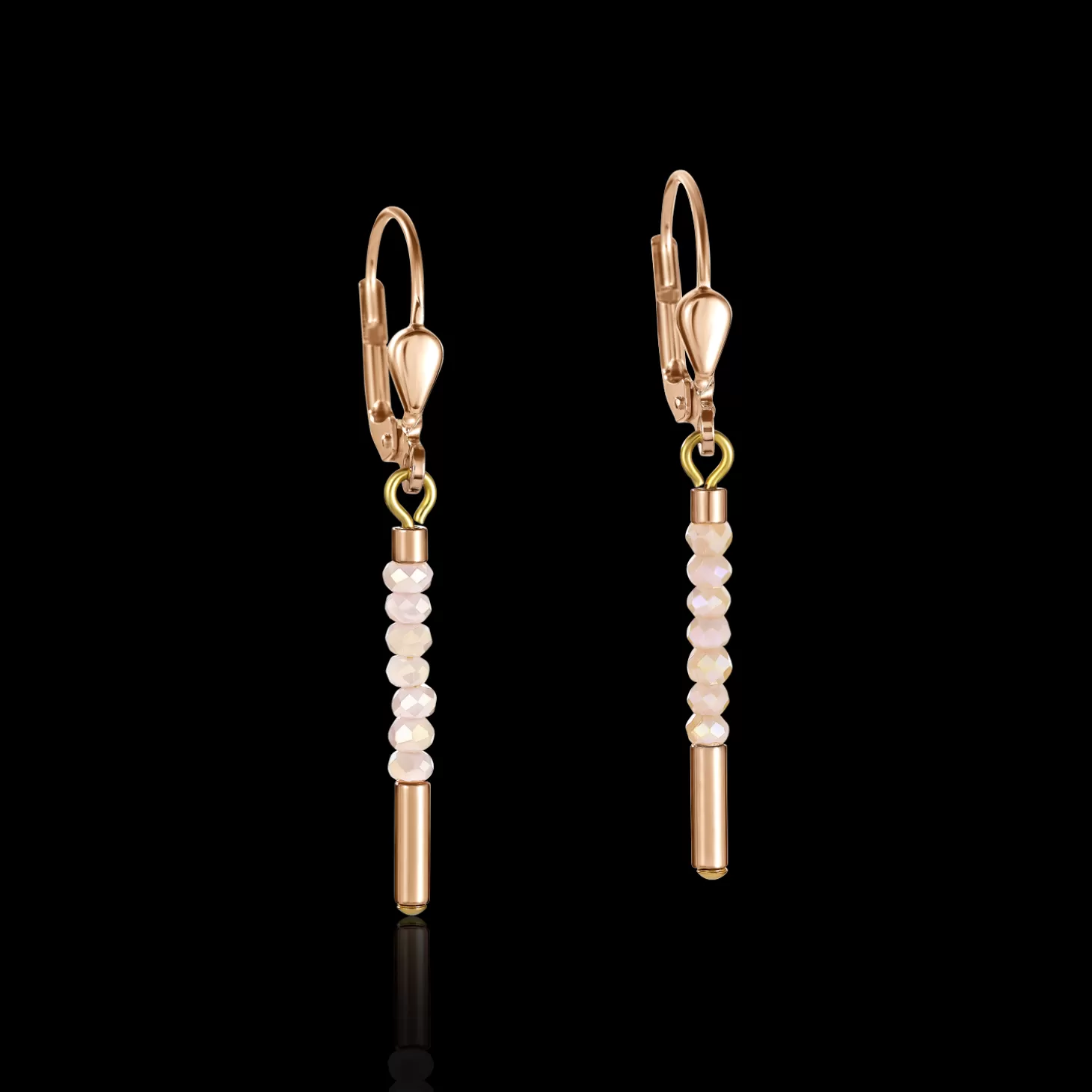 COEUR DE LION Earrings Waterfall Stainless Steel Rose Gold & Glass Nude