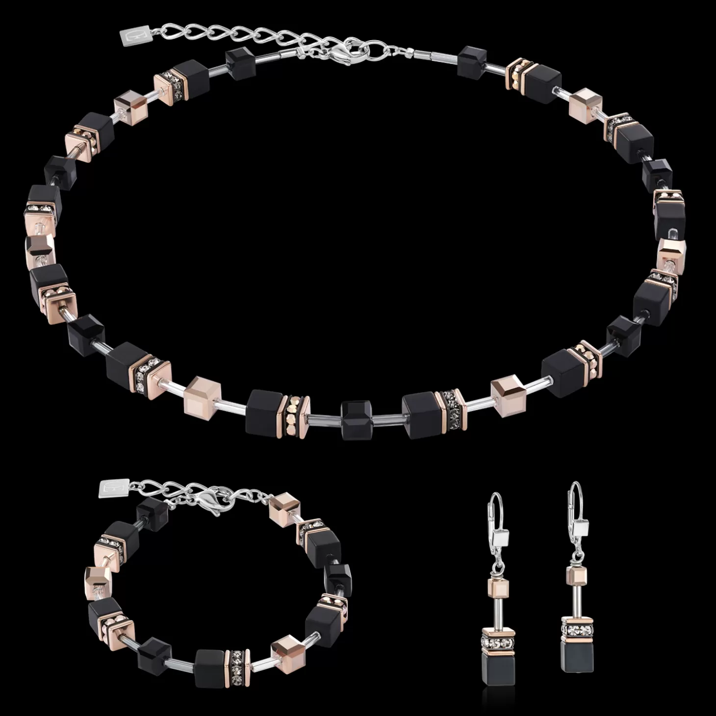 COEUR DE LION Geocube® Bracelet Onyx Black-Rose Gold