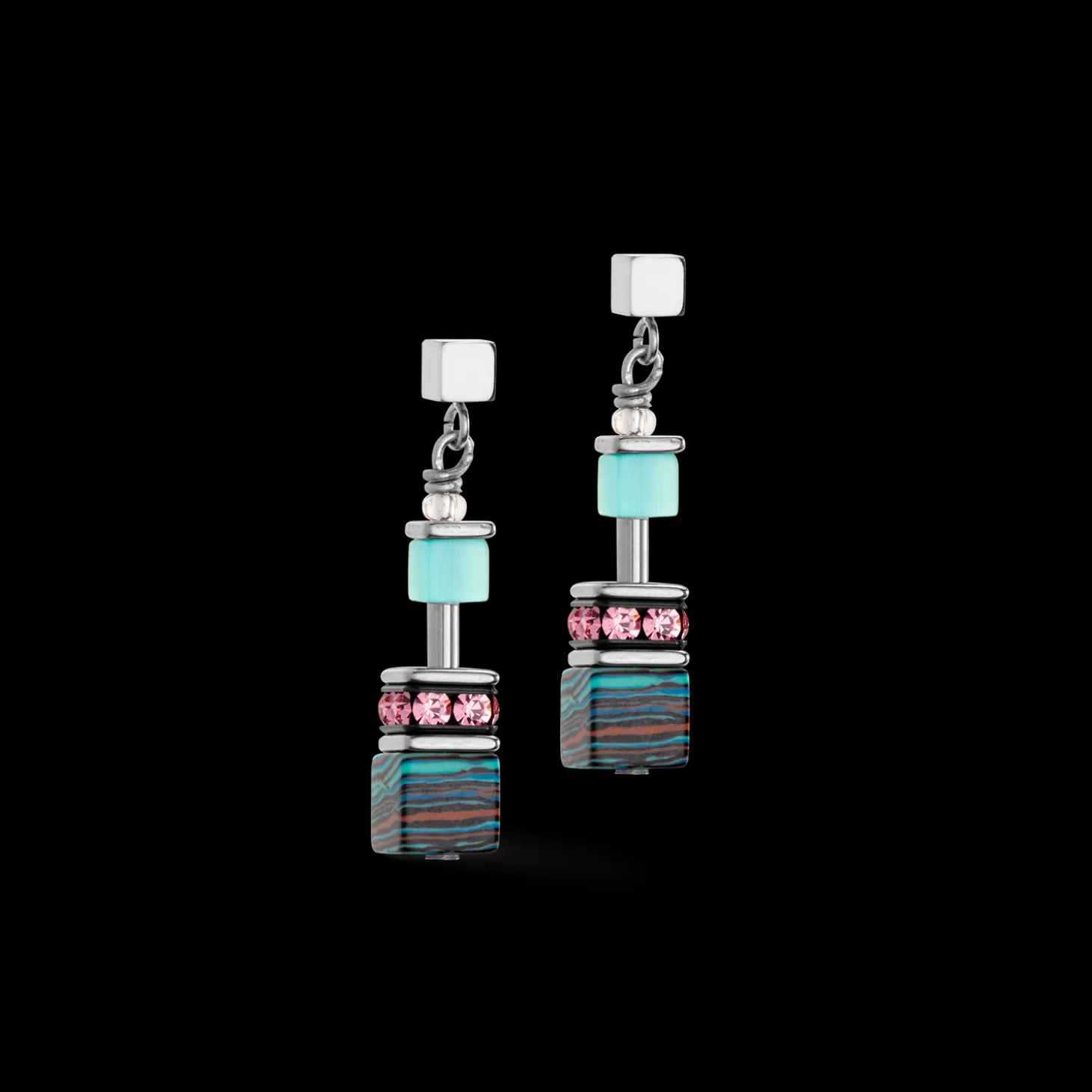 COEUR DE LION Geocube® Candy Earrings Aqua Pink