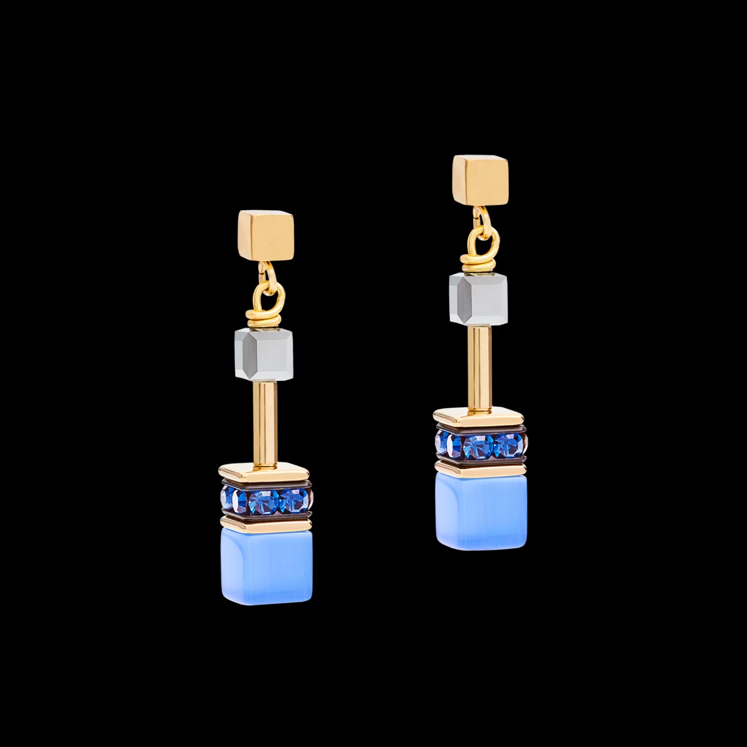 COEUR DE LION Geocube® Earrings Blue-Gold