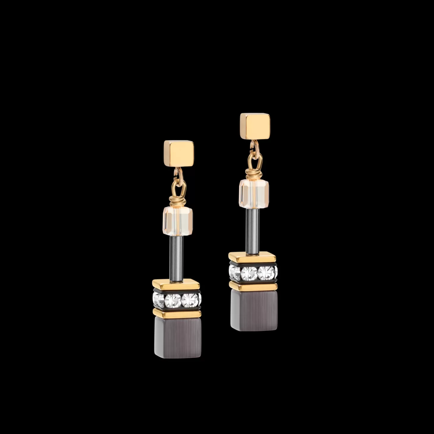 COEUR DE LION Geocube® Earrings Grey-Gold