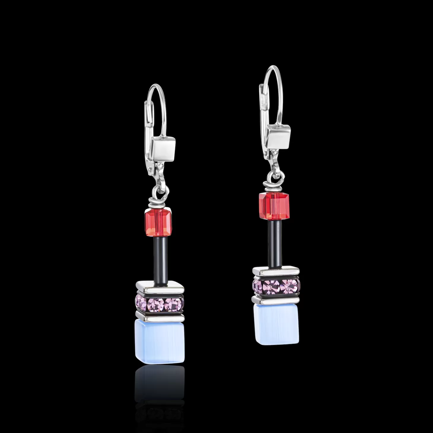 COEUR DE LION Geocube® Earrings Purple-Red-Blue