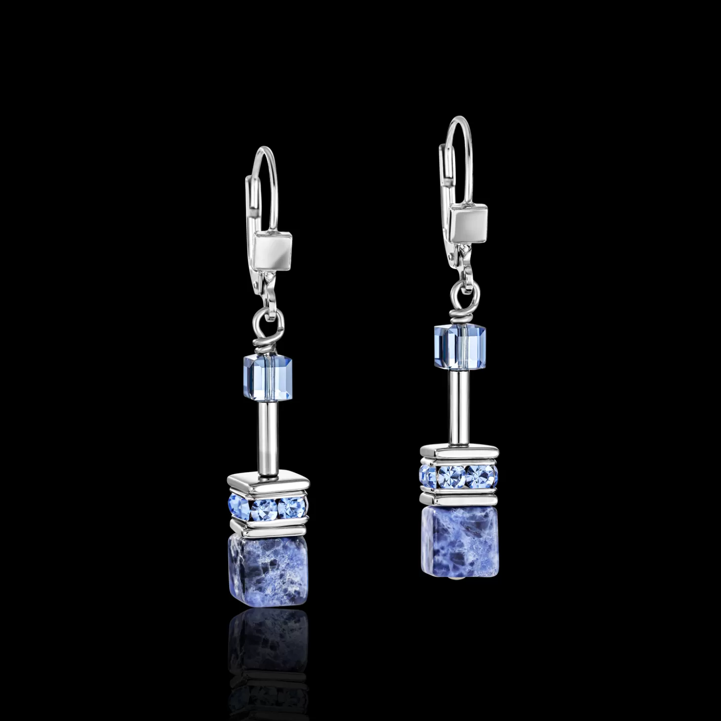 COEUR DE LION Geocube® Earrings Sodalite & Haematite Blue