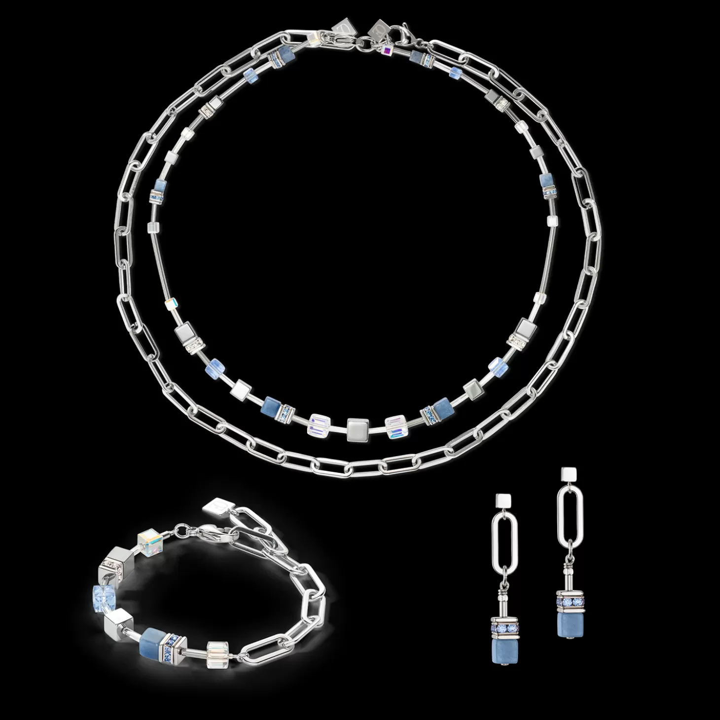 COEUR DE LION Geocube® Fusion Chain Bracelet Silver Blue