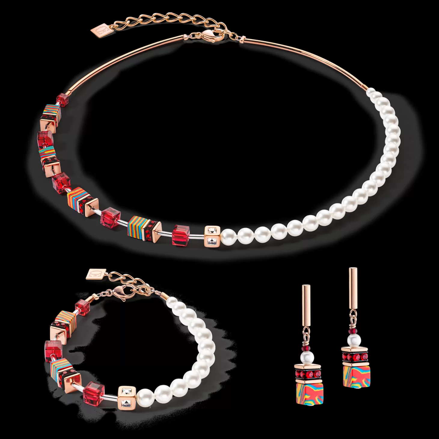 COEUR DE LION Geocube® Fusion Festive Necklace Red