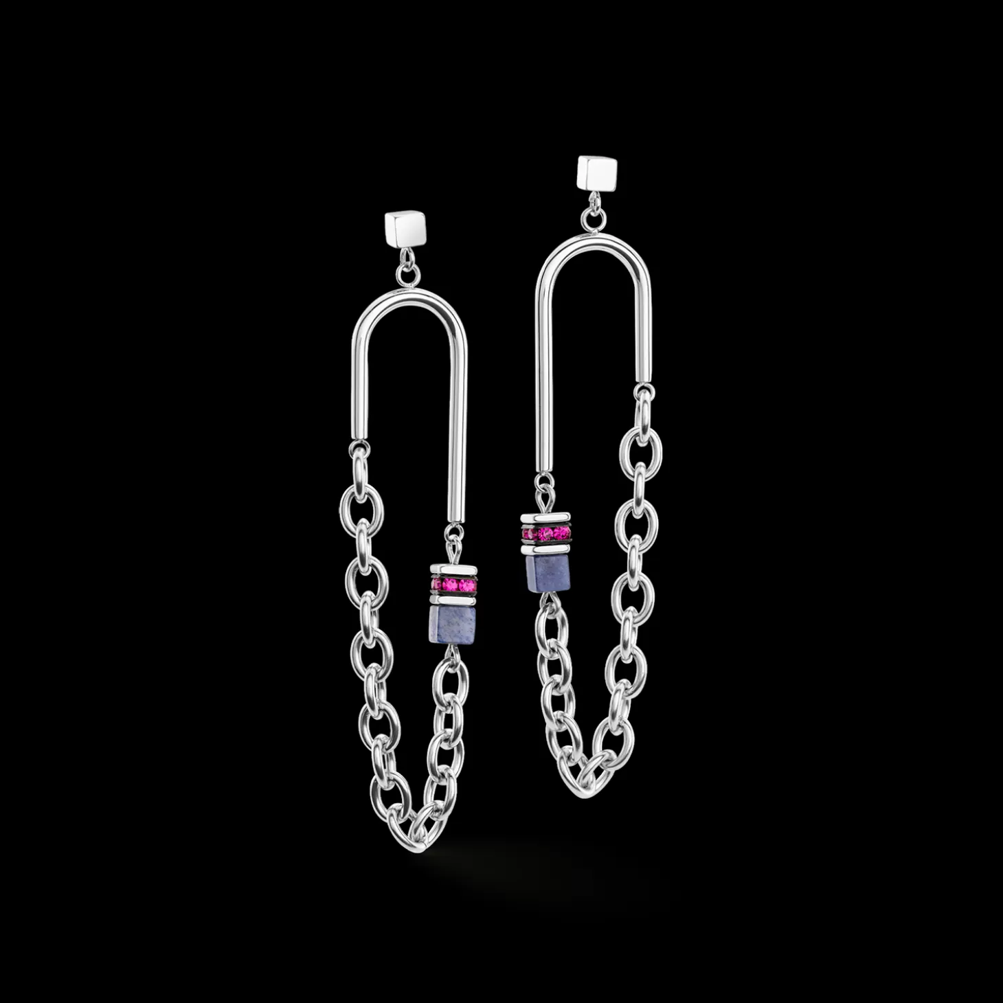 COEUR DE LION Geocube® Iconic Boho Earrings Silver-Multicolour