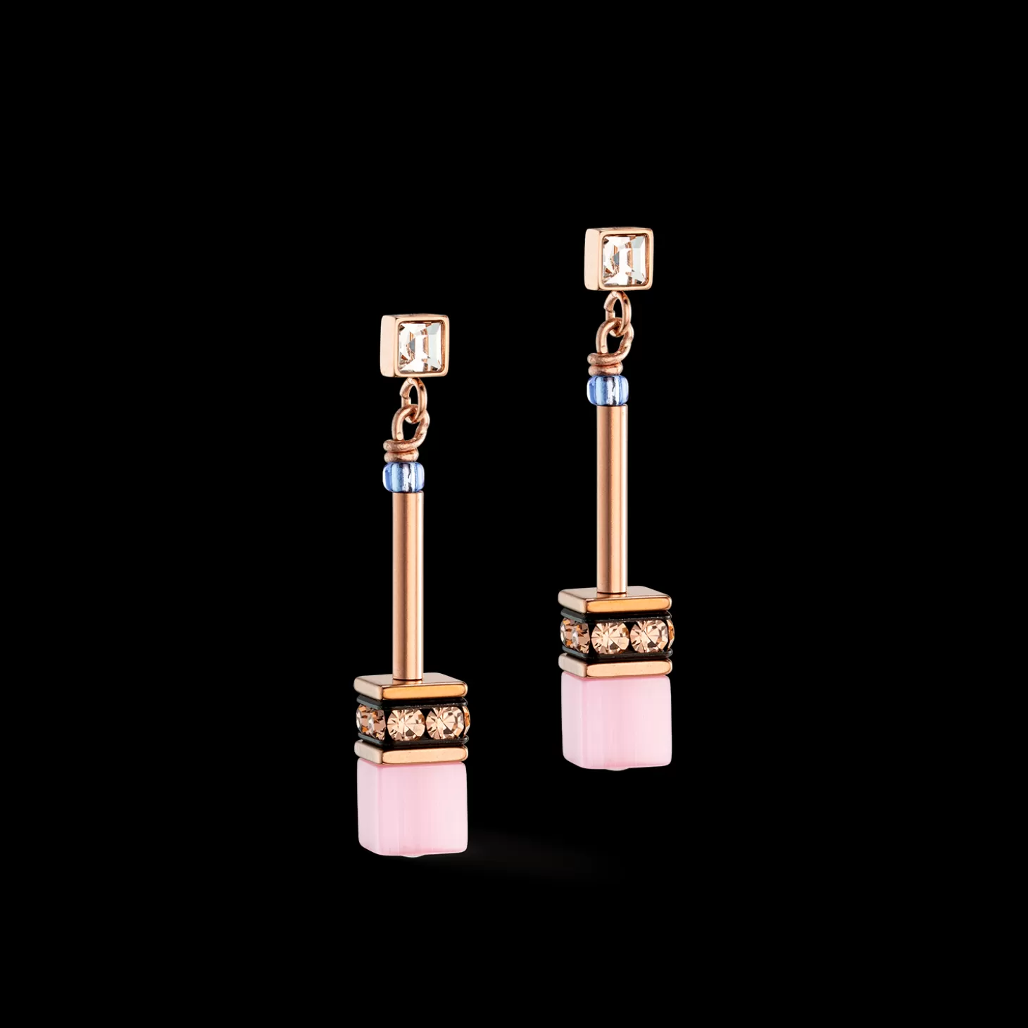 COEUR DE LION Geocube® Iconic Chain Earrings Pale Blue Pink