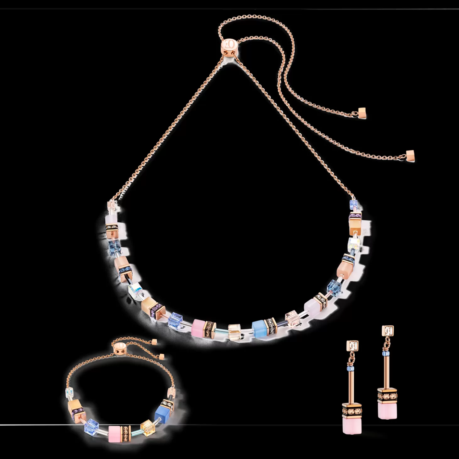 COEUR DE LION Geocube® Iconic Chain Necklace Pale Blue Pink