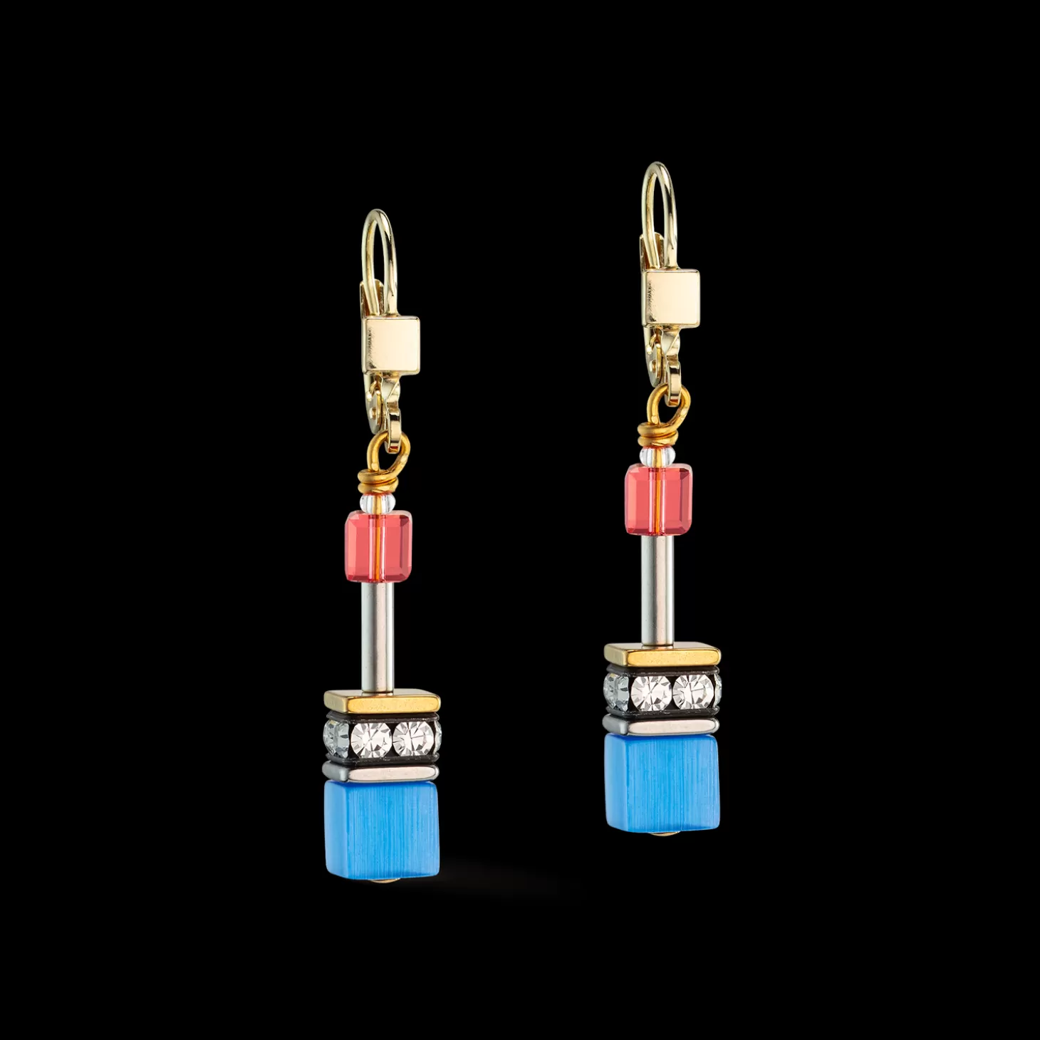 COEUR DE LION Geocube® Iconic Classic Multicolour Gold Earrings