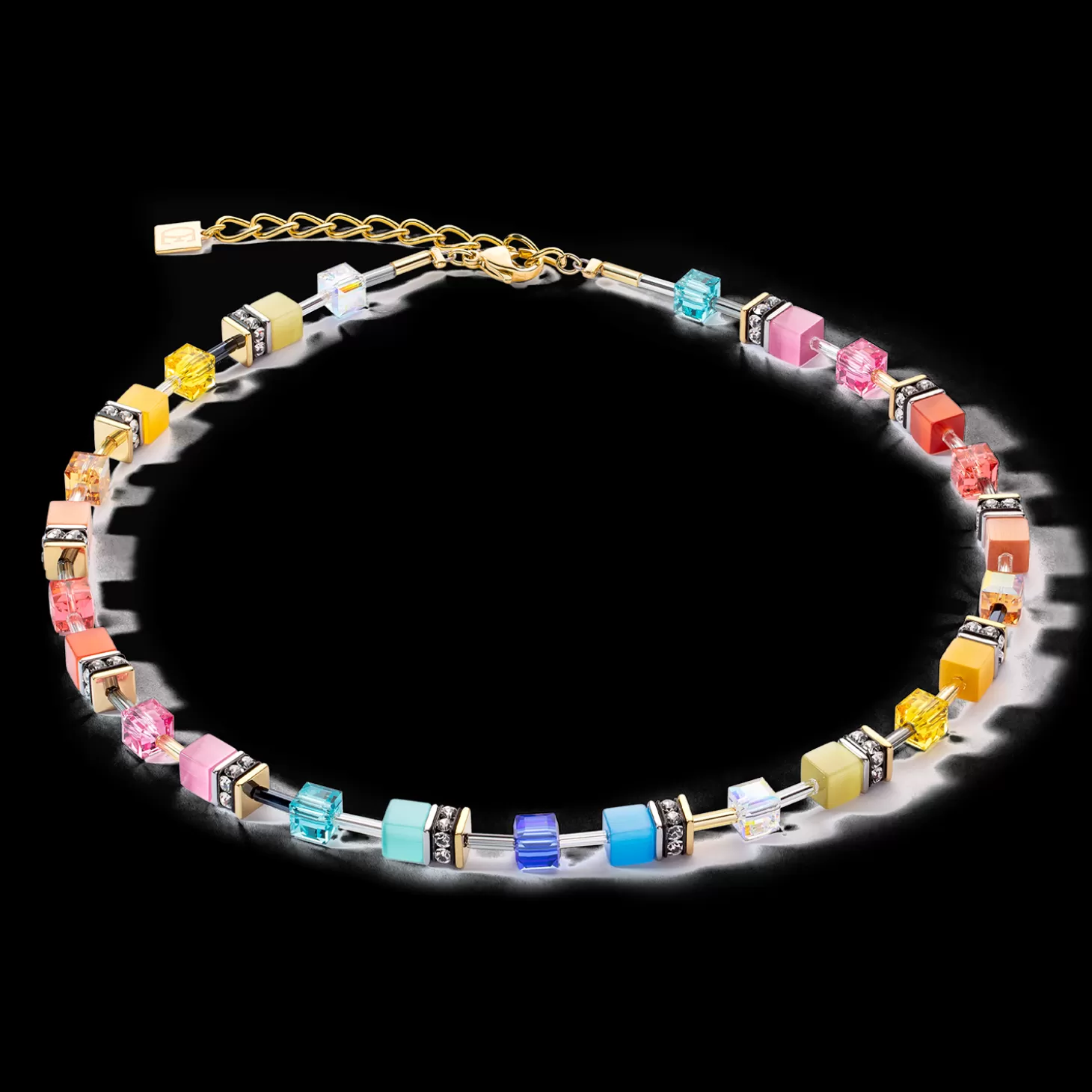 COEUR DE LION Geocube® Iconic Classic Multicolour Gold Necklace