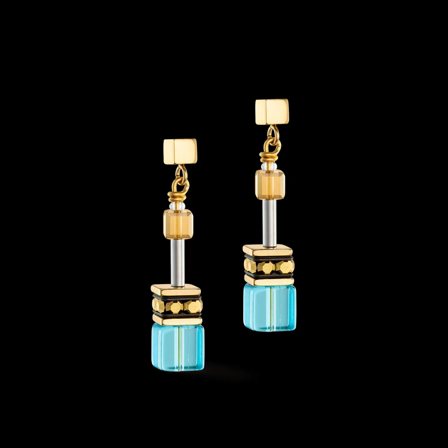 COEUR DE LION Geocube® Iconic Earrings Gold Turquoise