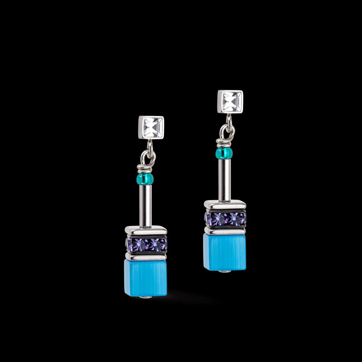 COEUR DE LION Geocube® Iconic Earrings Turquoise-Purple