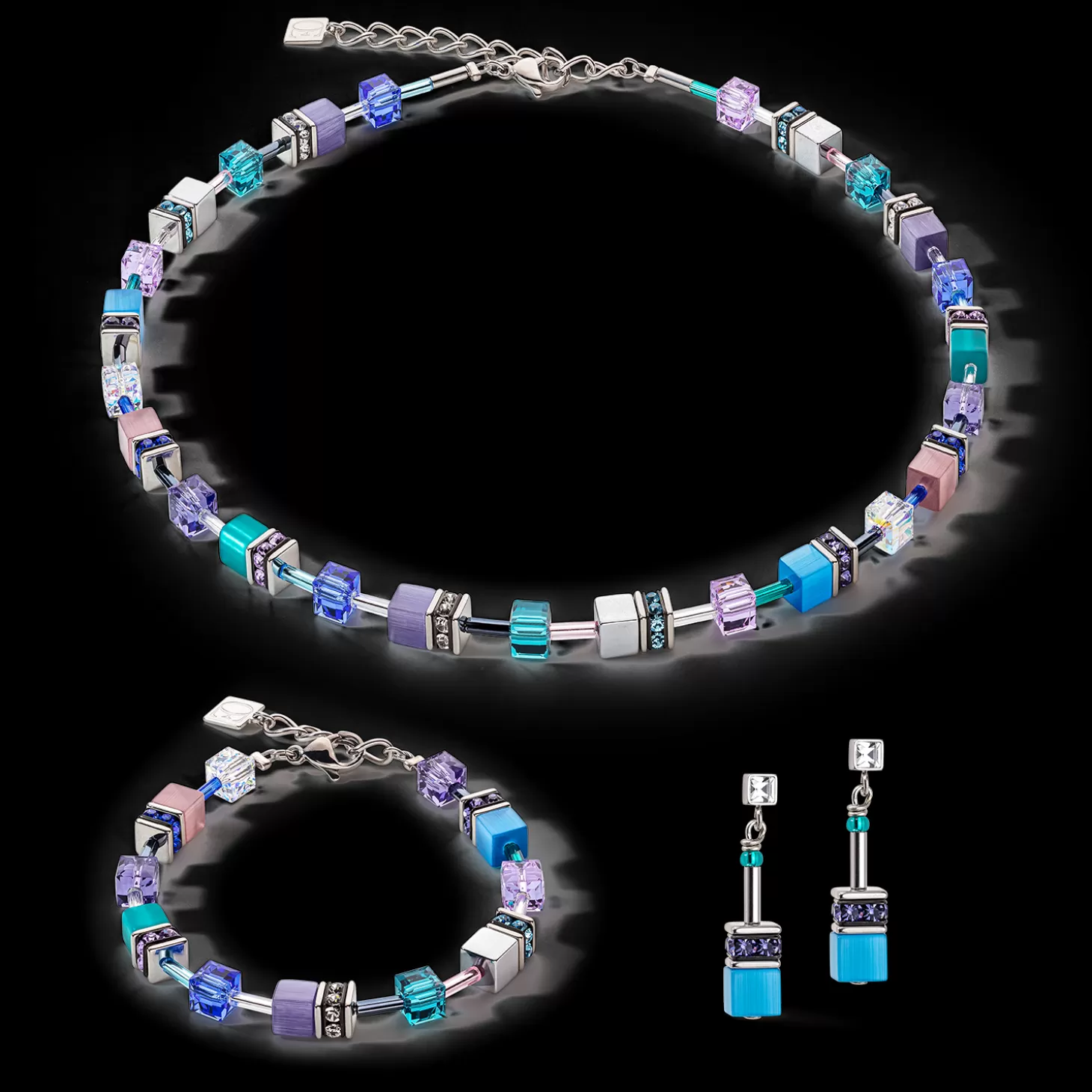 COEUR DE LION Geocube® Iconic Earrings Turquoise-Purple