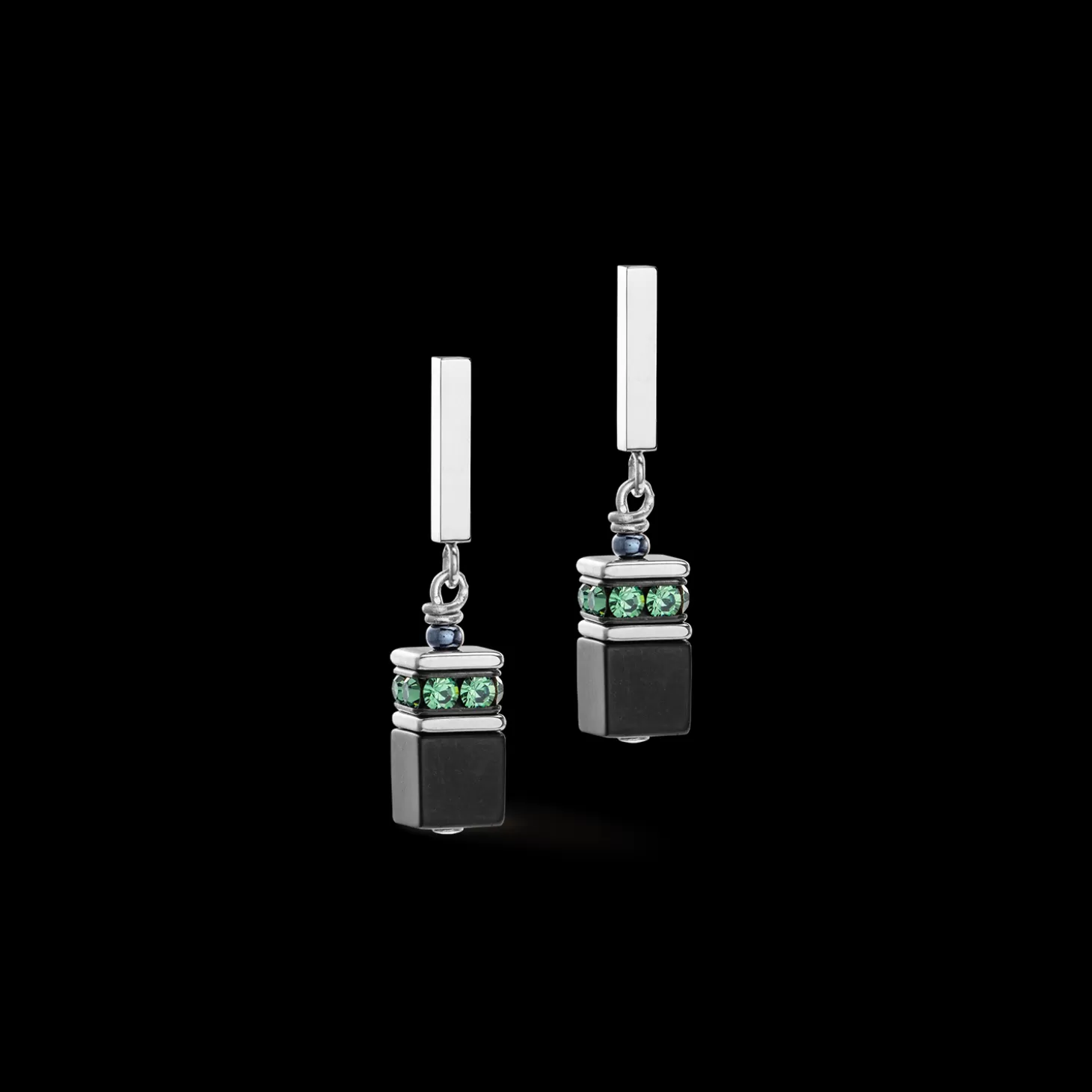 COEUR DE LION Geocube® Iconic Geocube® Iconic Precious Onyx Earrings Silver-Sage Green