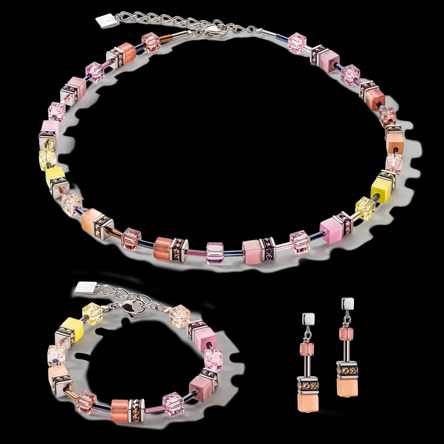 COEUR DE LION Geocube® Iconic Multicolour Vintage Bracelet Lilac-Yellow