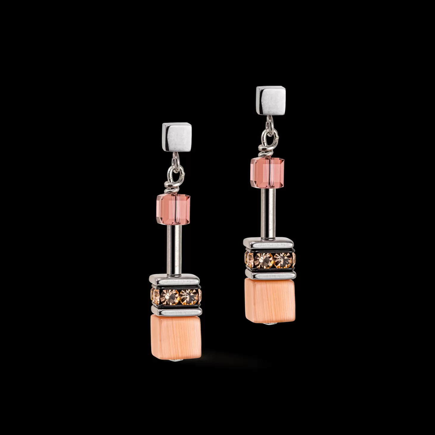 COEUR DE LION Geocube® Iconic Multicolour Vintage Earrings Lilac-Yellow