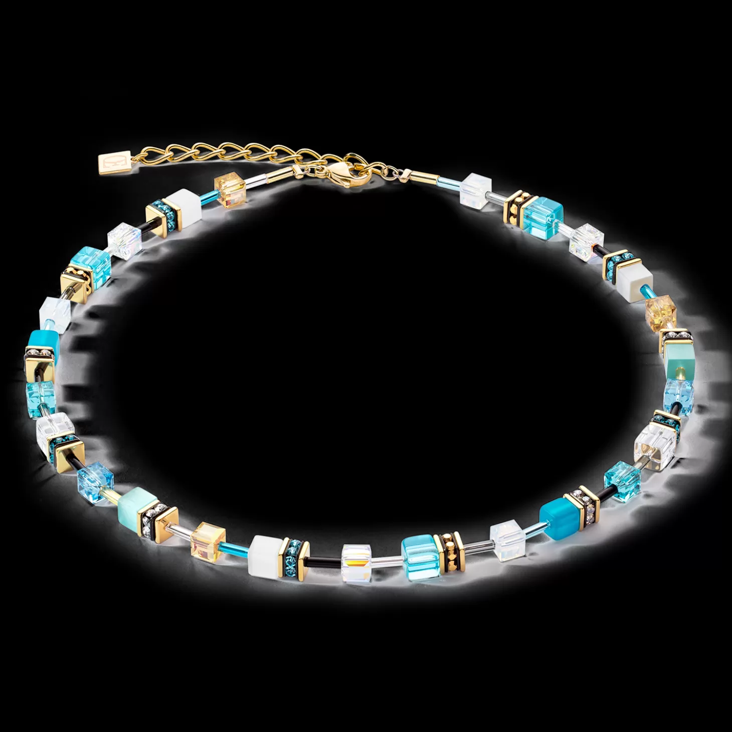 COEUR DE LION Geocube® Iconic Necklace Gold Turquoise