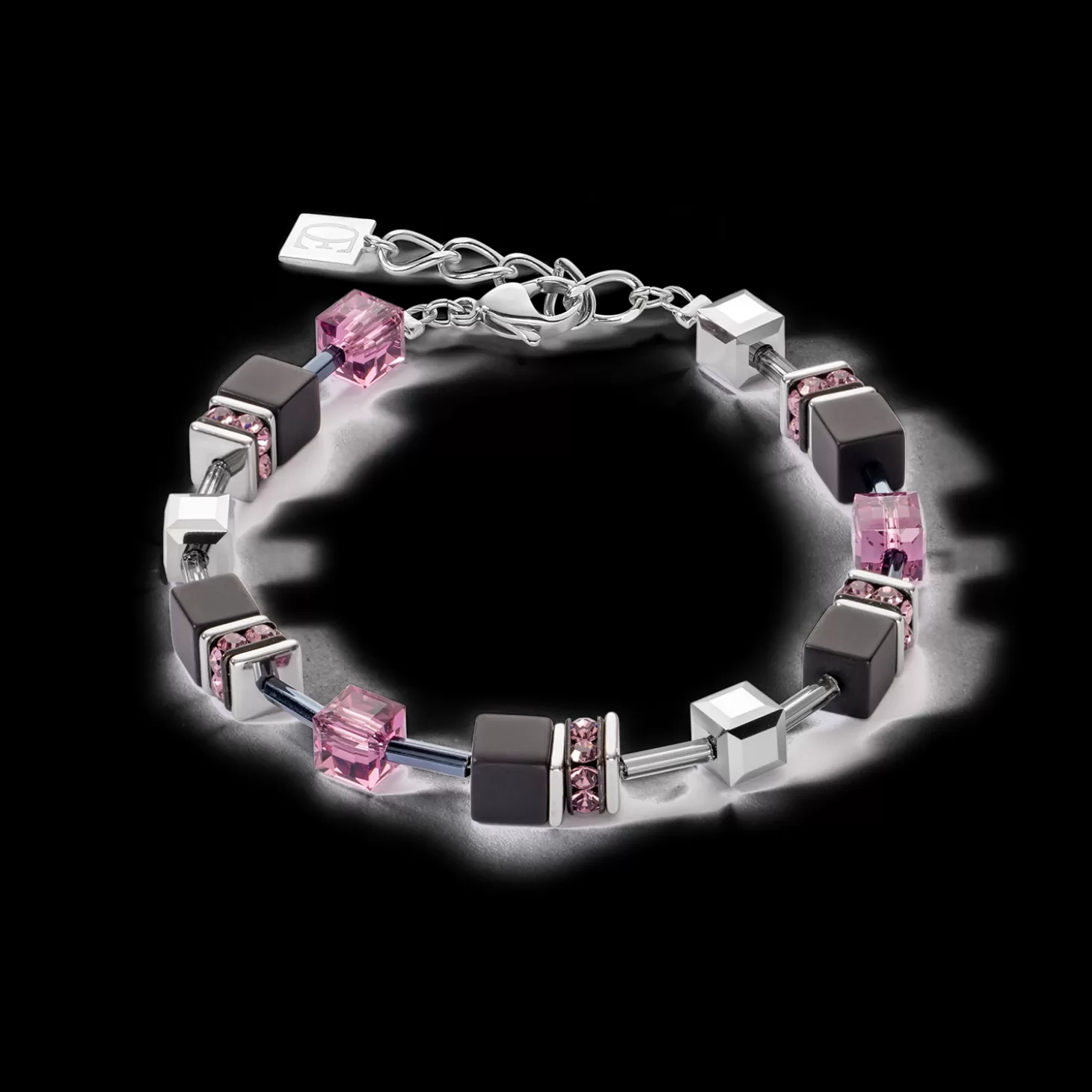 COEUR DE LION Geocube® Iconic Precious Onyx Bracelet Silver-Amethyste