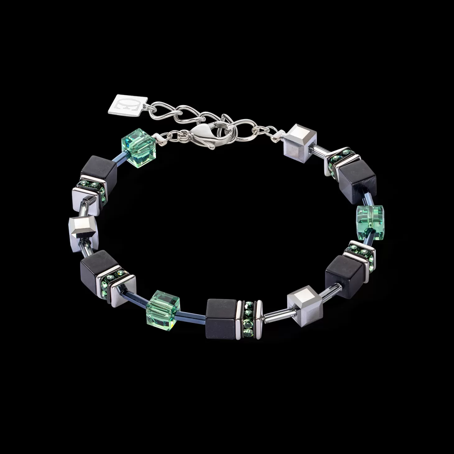 COEUR DE LION Geocube® Iconic Precious Onyx Bracelet Silver-Sage Green