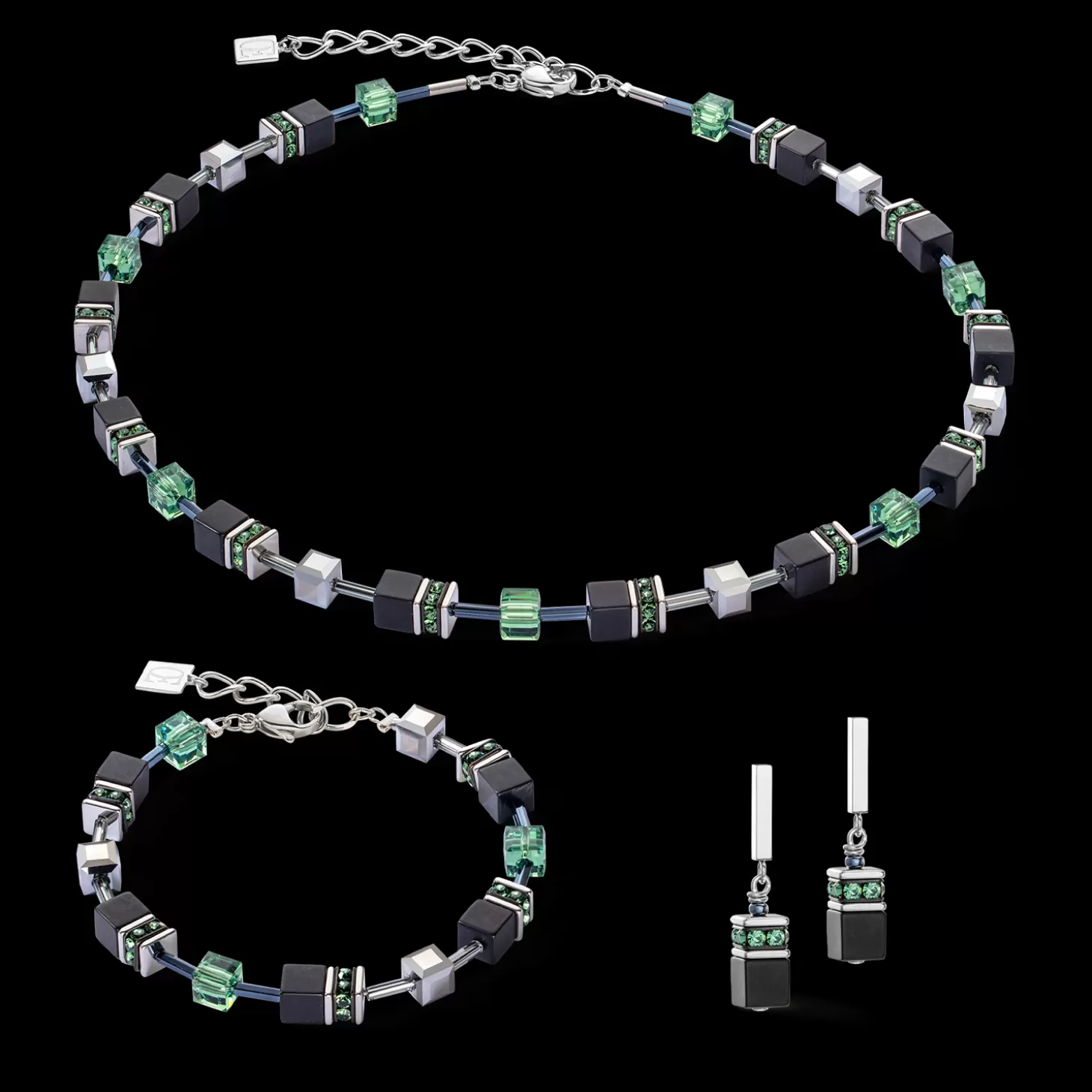 COEUR DE LION Geocube® Iconic Precious Onyx Bracelet Silver-Sage Green