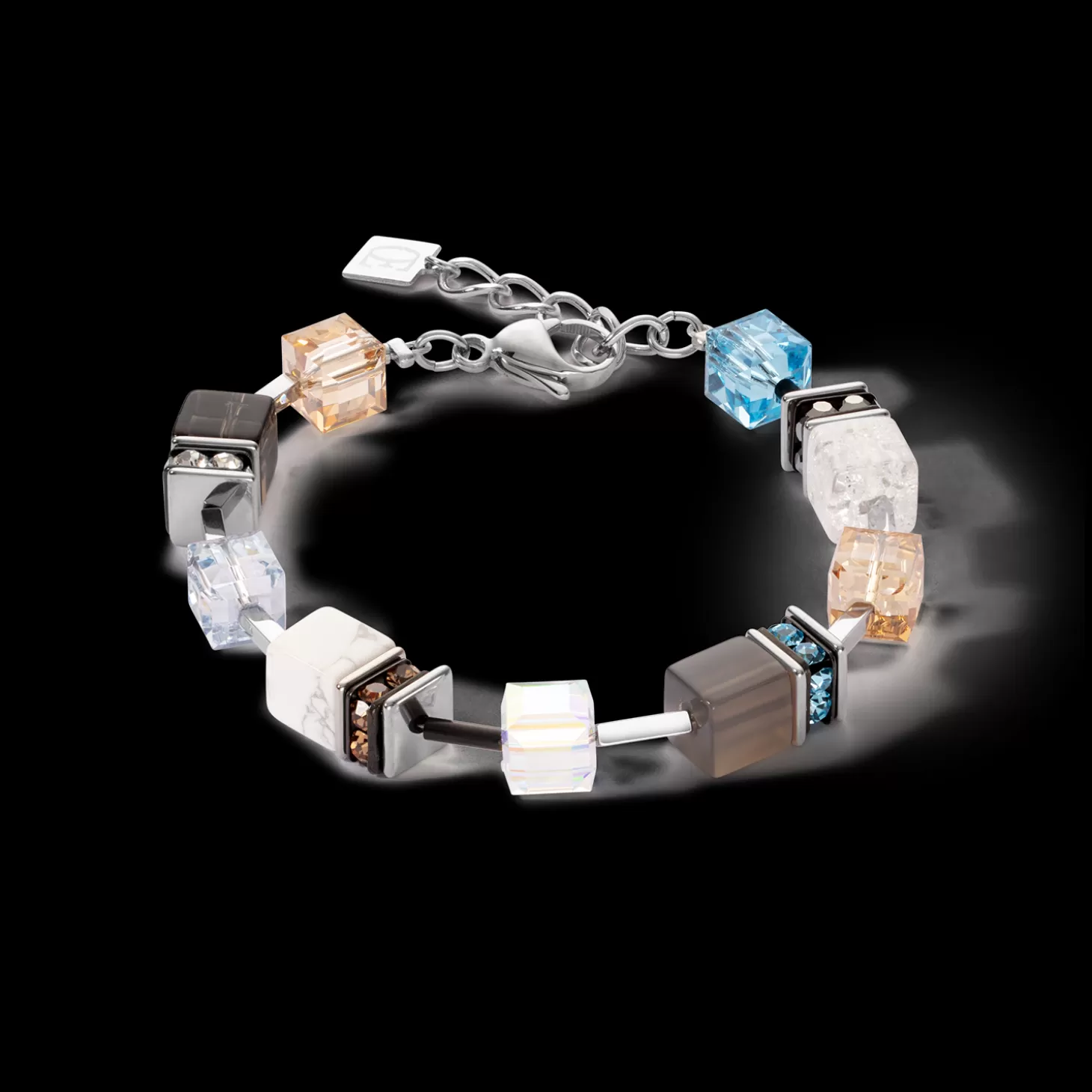 COEUR DE LION Geocube® Iconic Statement Precious Bracelet Aqua-Beige