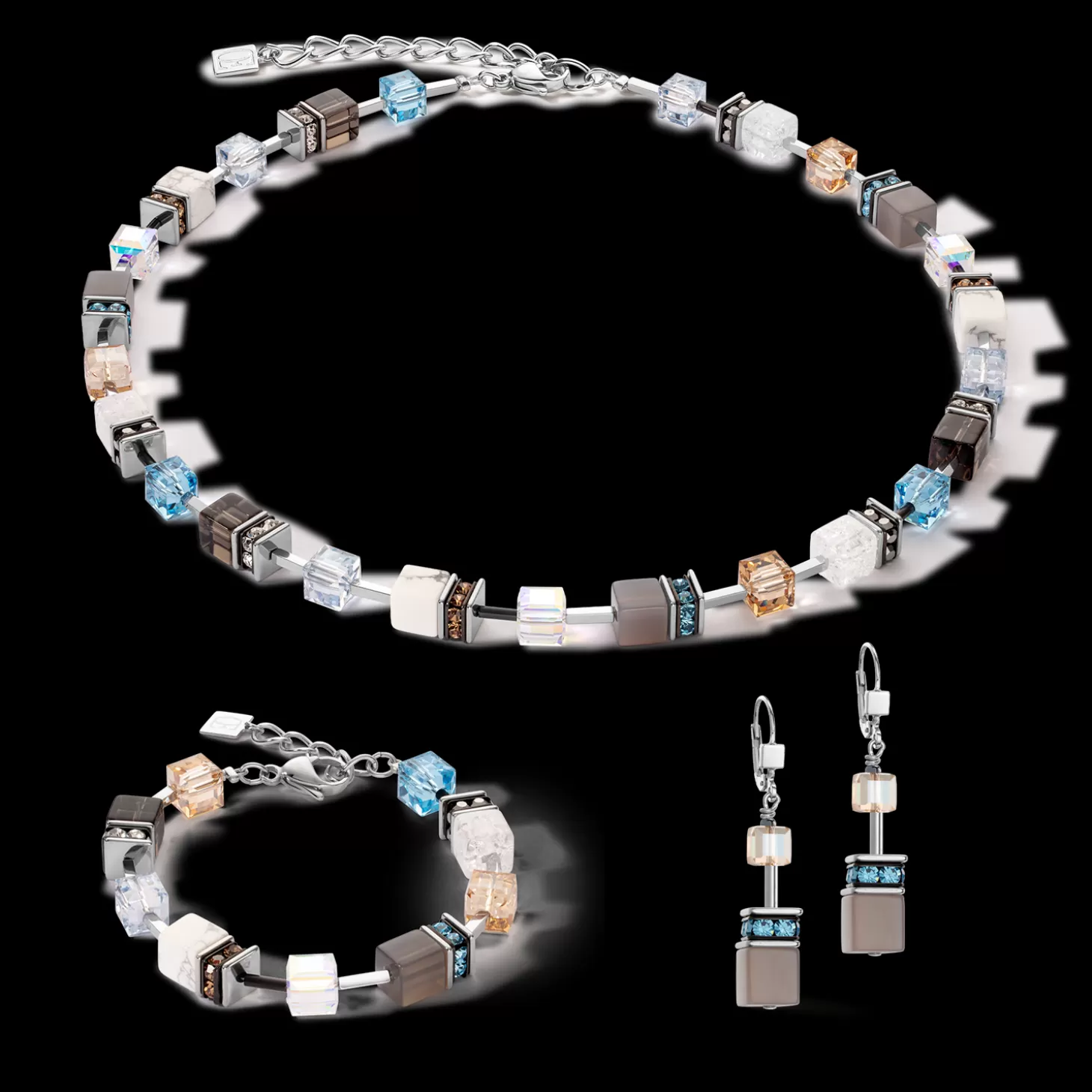 COEUR DE LION Geocube® Iconic Statement Precious Bracelet Aqua-Beige