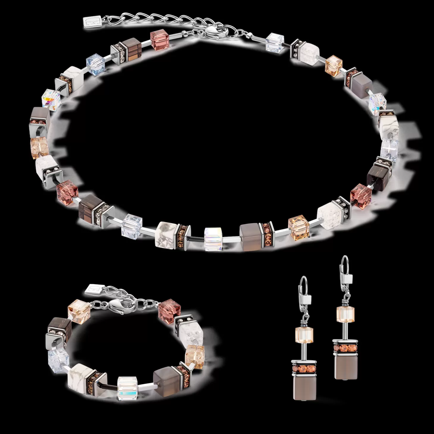 COEUR DE LION Geocube® Iconic Statement Precious Bracelet Cognac-Beige