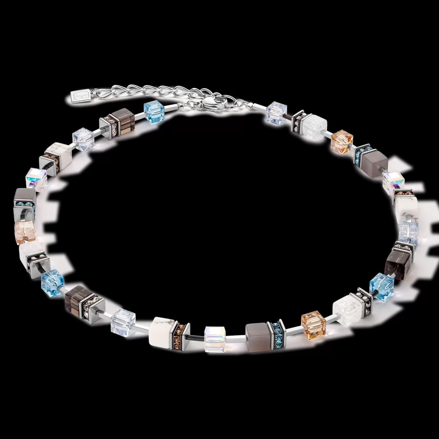 COEUR DE LION Geocube® Iconic Statement Precious Necklace Aqua-Beige