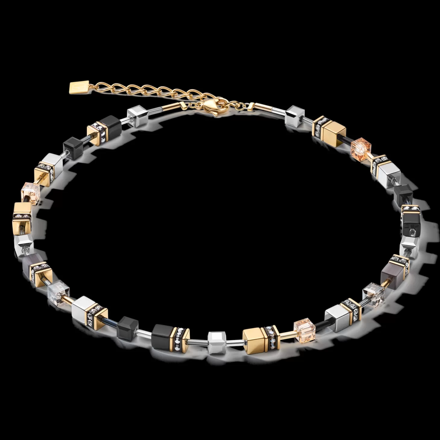 COEUR DE LION Geocube® Necklace Grey-Gold