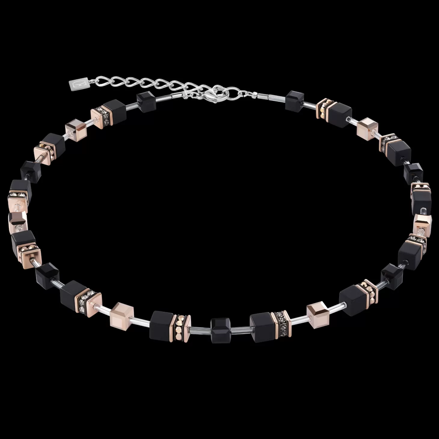 COEUR DE LION Geocube® Necklace Onyx Black-Rose Gold