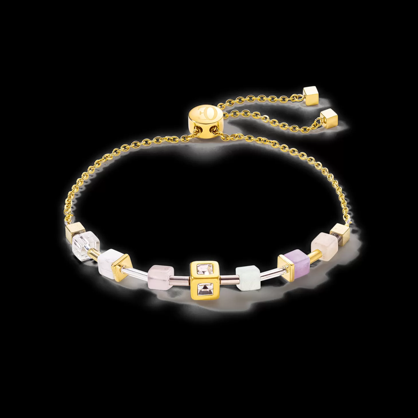 COEUR DE LION Geocube® Precious & Slider Closure Bracelet Gold Multicolour Pastel