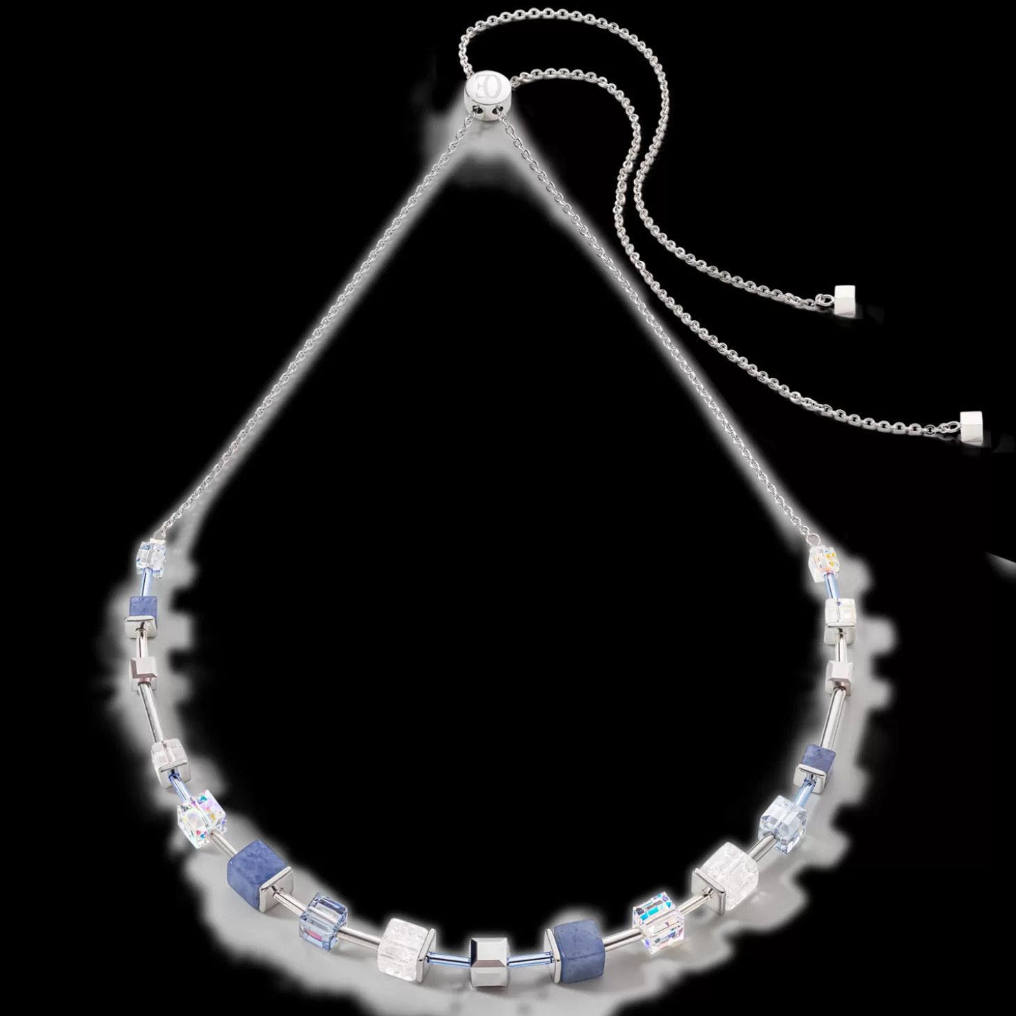 COEUR DE LION Geocube® Precious & Slider Closure Necklace Silver-Blue