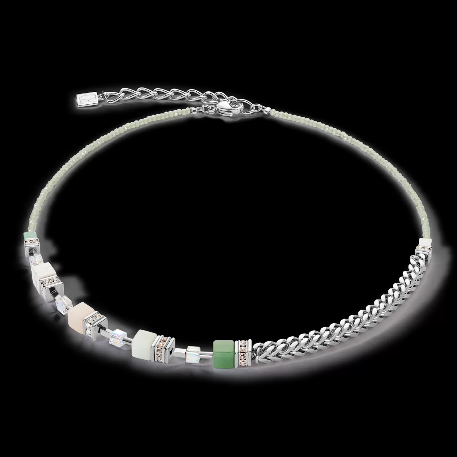 COEUR DE LION Geocube® Precious Fusion Chunky Chain Necklace Light Green