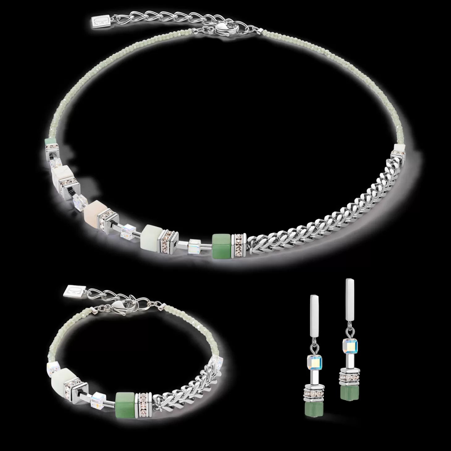 COEUR DE LION Geocube® Precious Fusion Chunky Chain Necklace Light Green