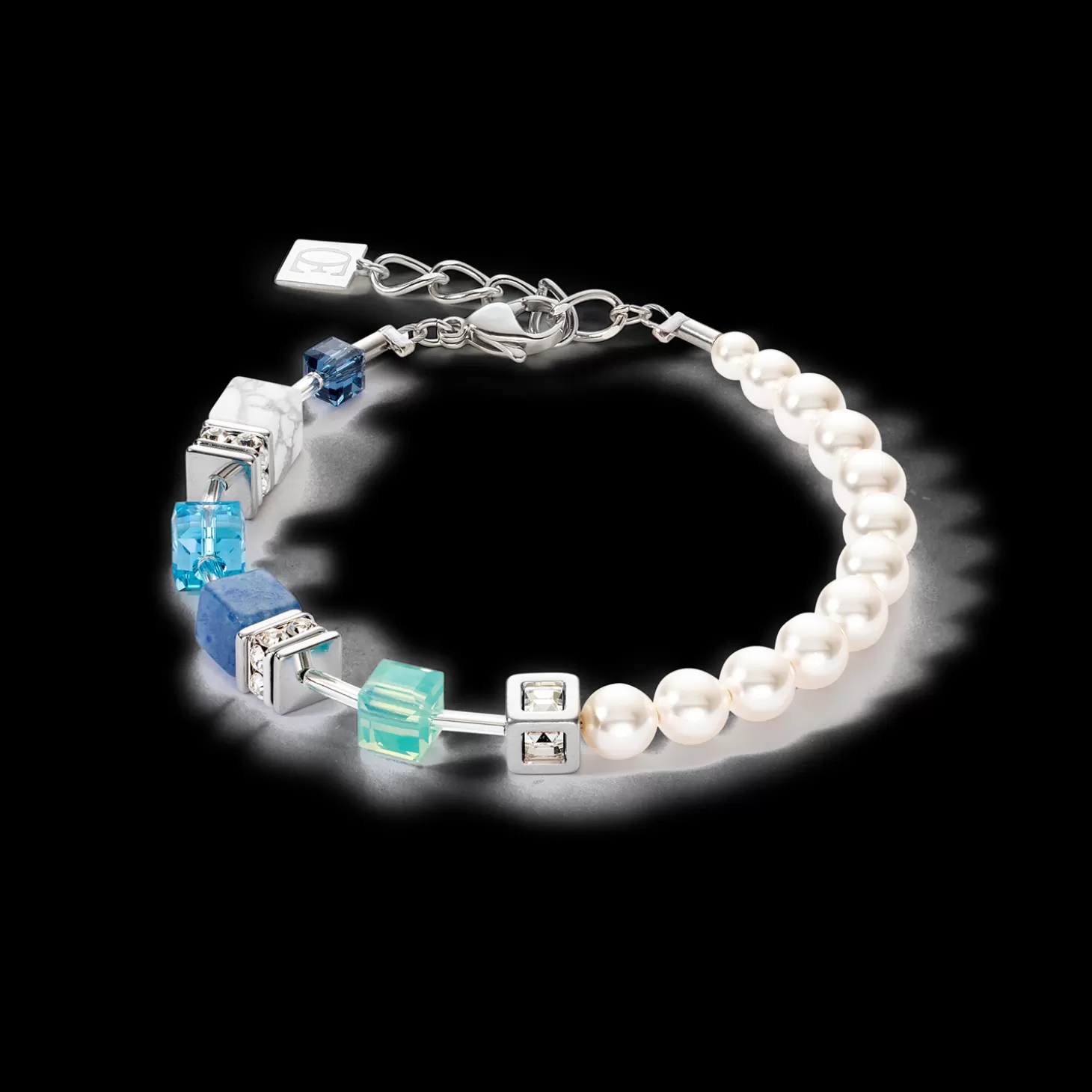 COEUR DE LION Geocube® Precious Fusion Pearls Bracelet Aqua Blue