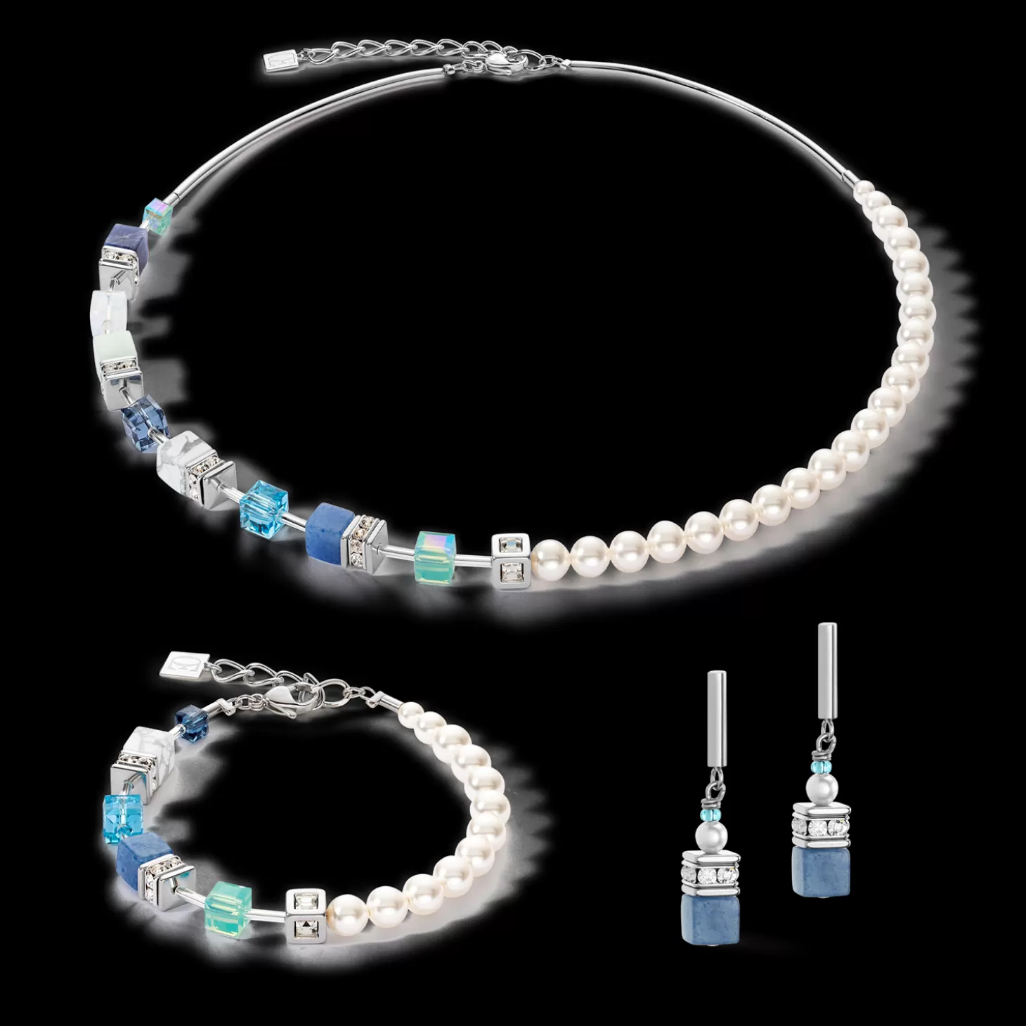 COEUR DE LION Geocube® Precious Fusion Pearls Bracelet Aqua Blue