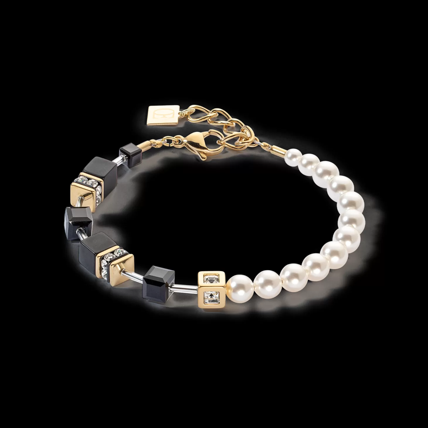 COEUR DE LION Geocube® Precious Fusion Pearls Bracelet Black-Gold