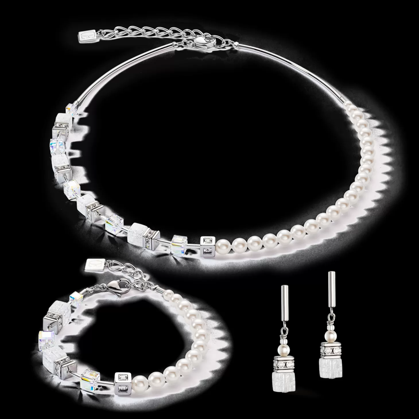 COEUR DE LION Geocube® Precious Fusion Pearls Bracelet White