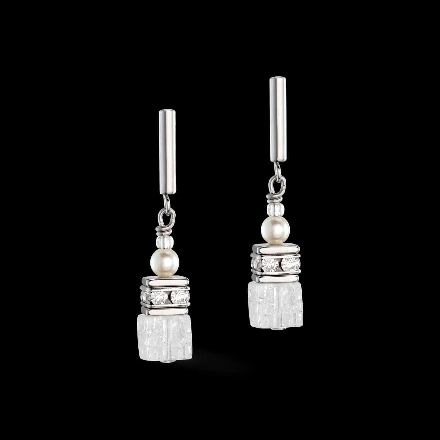 COEUR DE LION Geocube® Precious Fusion Pearls Earrings White