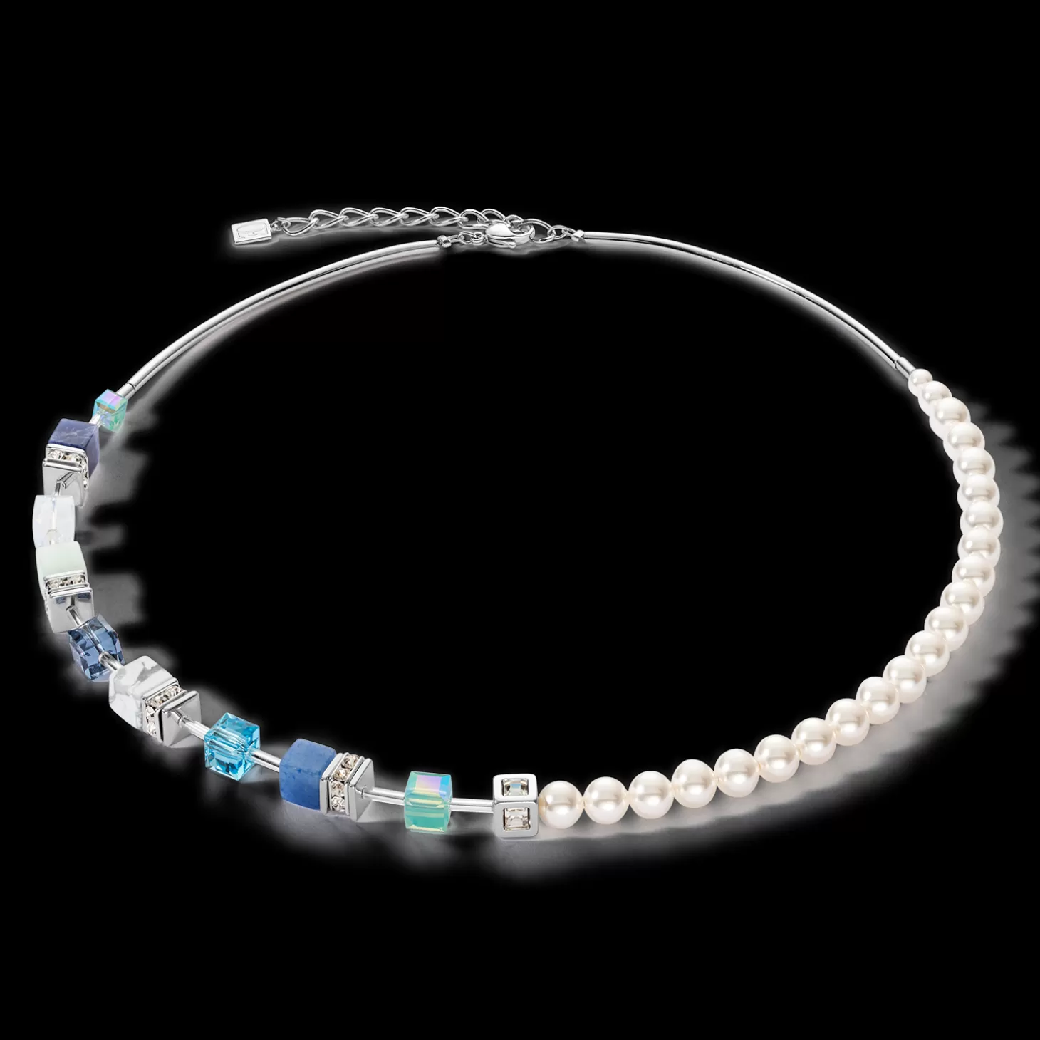 COEUR DE LION Geocube® Precious Fusion Pearls Necklace Aqua Blue