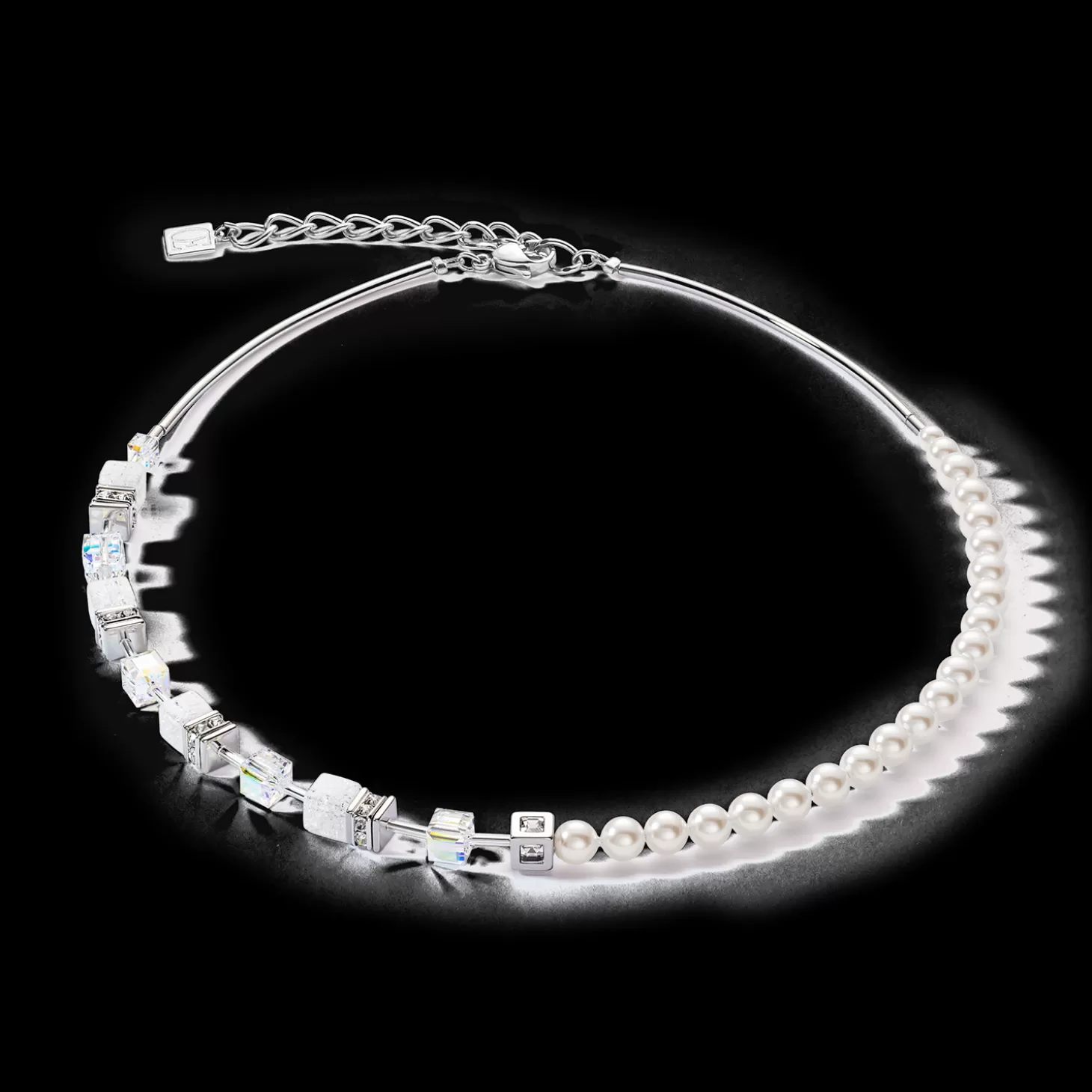 COEUR DE LION Geocube® Precious Fusion Pearls Necklace White